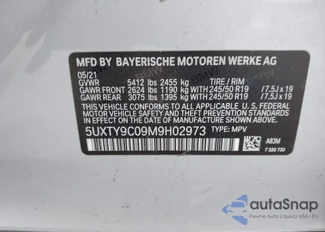 2021 BMW X3 M40I из США, поврежденный, VIN 5UXTY9C09M9H02973